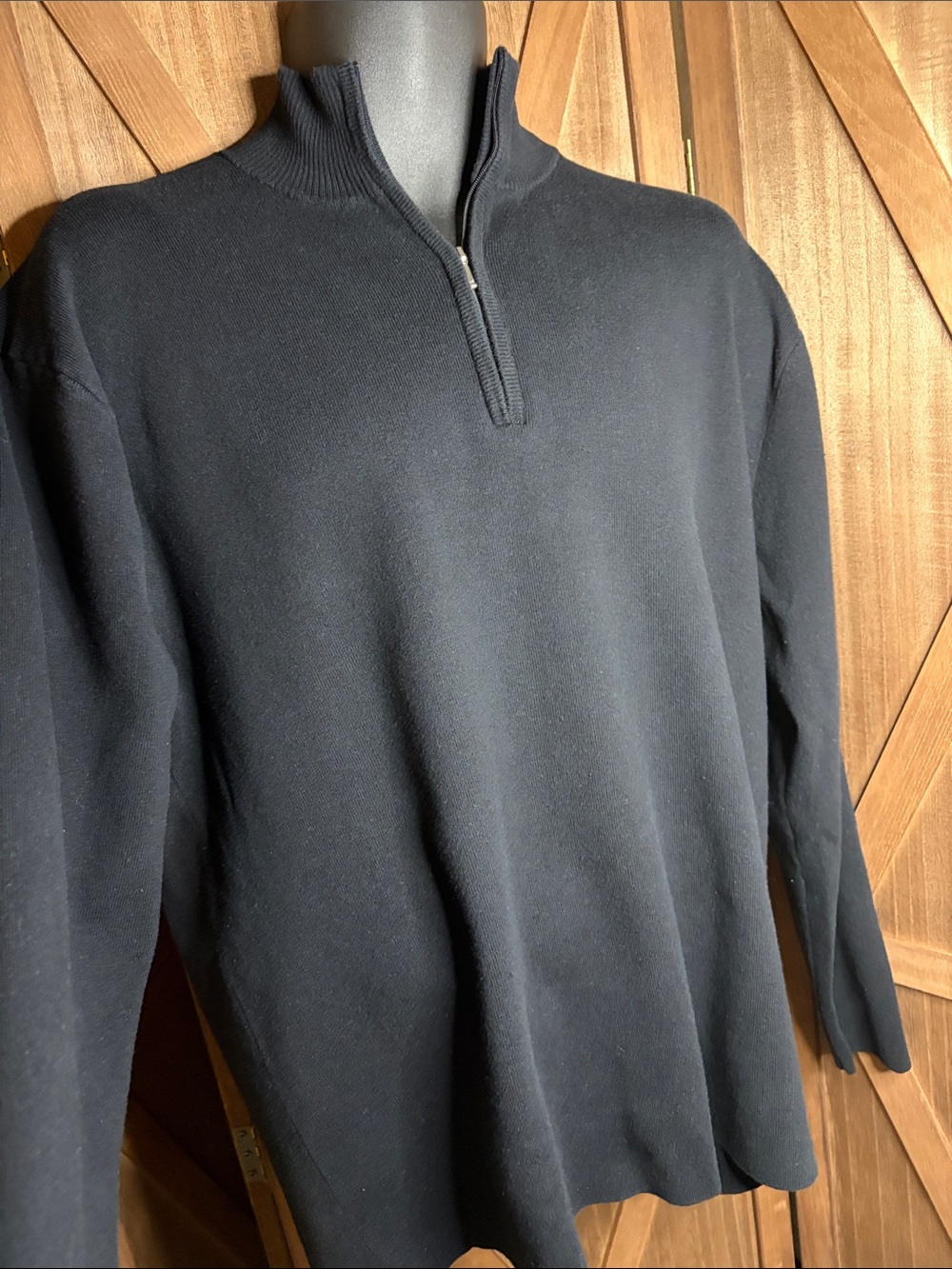 IL MIGLIORE Black 1/4 Zip Ribbed Knit Pullover Sweater SIZE LARGE